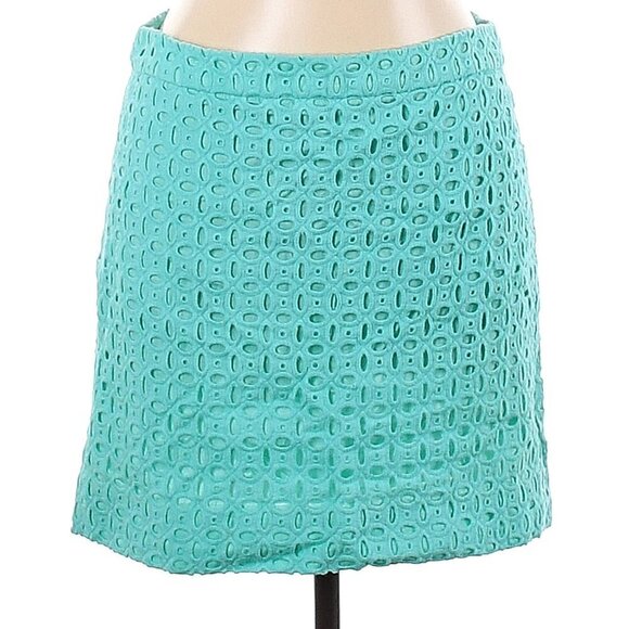 J Crew Women's Turquoise Teal Blue Cotton Short Mini Skirt Retro, Sz 10 - Picture 1 of 3